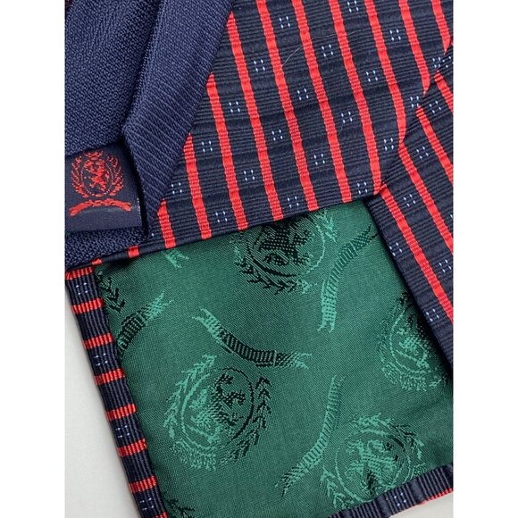 Tommy Hilfiger Navy & Red Striped Silk Tie With Subtle Dot Pattern Mens Classic - Picture 6 of 6